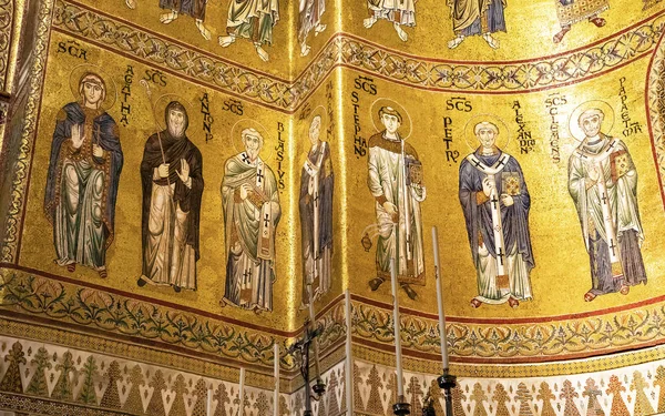 Host Saints Mosaics Monreale Cathedral Italy — Stock Photo, Image