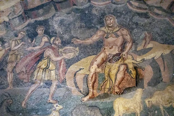 Polyphem Und Ulysses Römischen Mosaik Der Piazza Armerina Sizilien — Stockfoto