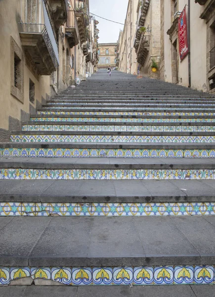 Caltagirone Sicilia Agosto 2019 Scalinata Santa Maria Del Monte Caltagirone — Foto Stock