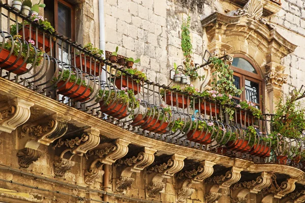 Antico Balcone Barocco Siracusa Sicilia — Foto Stock