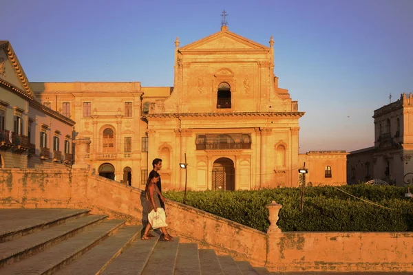 Noto Sicilia 2019 Agosto 2019 Luce Calda Tramonto Noto Sicilia — Foto Stock