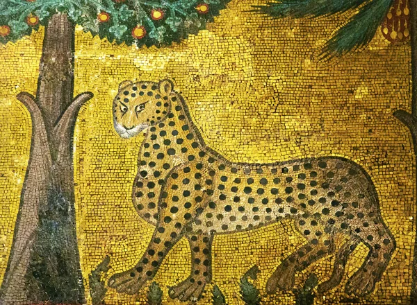 Antico Mosaico Leopardo Palermo — Foto Stock