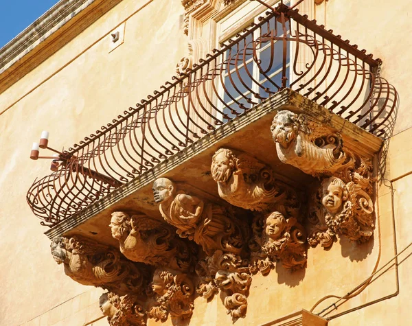 Balcon Baroque Noto Sicile — Photo