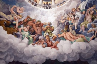 Mantua, İtalya - 17 Eylül 2019: Devler Odasında Olimpos Tanrıları, Mantua