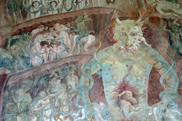 Pisa Italien Juli 2019 Satan Und Hölle Antiken Fresko Camposanto — Stockfoto