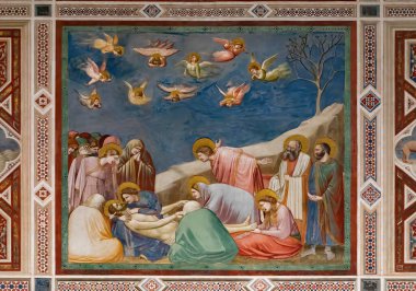 Padua, Italy - July 6, 2020: The Mourning of Christ in Scrovegni Chapel clipart