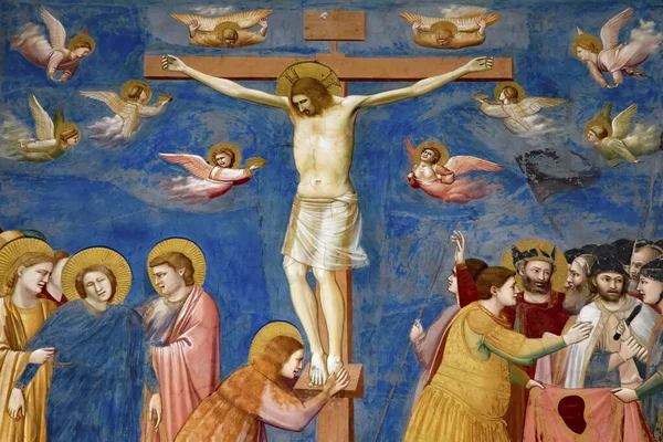 Padua Italy July 2020 Detail Crucifixion Giotto Scrovegni Chapel — Stock Photo, Image