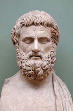 Ancient carved bust of Sophocles clipart