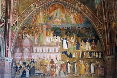 Floransa, İtalya - 28 Ağustos 2020 Aktif ve muzaffer Kilise ve Dominik Düzeni alegorisi, S.Maria Novella, Floransa