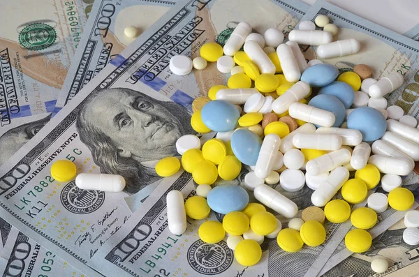 Pills Background Dollars — Stock Photo, Image