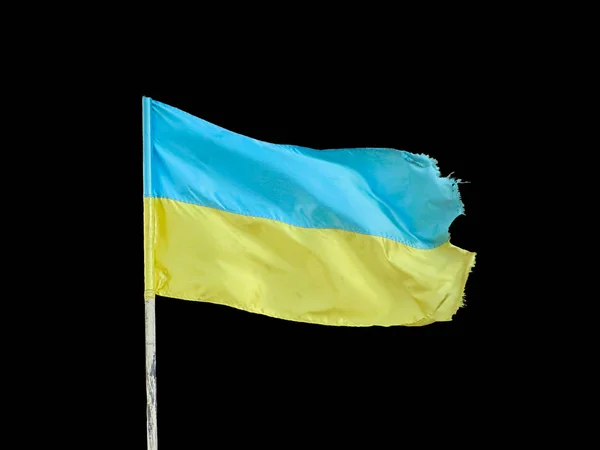 Українець, який розмахує вітром, ізольований на чорному — стокове фото