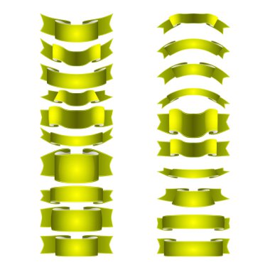 izole vektör renkli saten kurdeleler ayarlandı