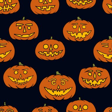 elle çizilmiş jack-o-lantern seamless modeli - Cadılar Bayramı arka plan