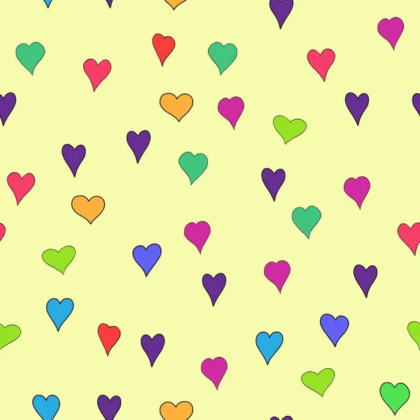 Хаотичные векторные цветные каракули сердца бесшовный узор - на День Святого Валентина — стоковый вектор