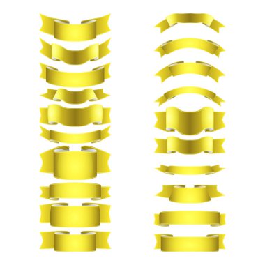 izole vektör renkli saten kurdeleler ayarlandı