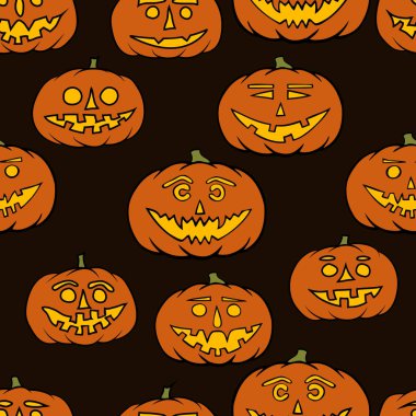 elle çizilmiş jack-o-lantern seamless modeli - Cadılar Bayramı arka plan