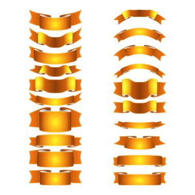 izole vektör renkli saten kurdeleler ayarlandı
