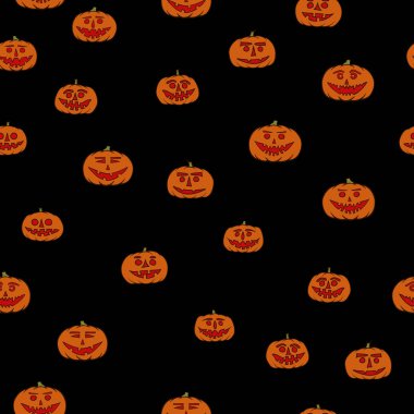 elle çizilmiş jack-o-lantern seamless modeli - Cadılar Bayramı arka plan
