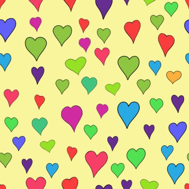 Kaotik vektör renkli karalama kalpler Sevgililer Günü için kusursuz desen