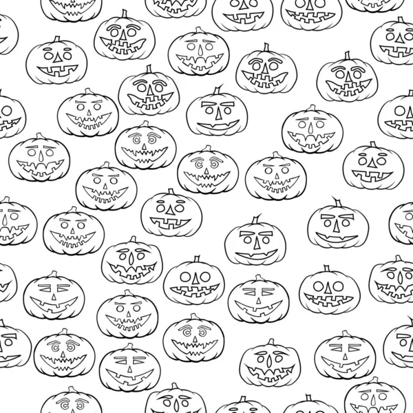 Hand getekende hefboom-o-lantaarn naadloze patroon - halloween achtergrond — Stockvector