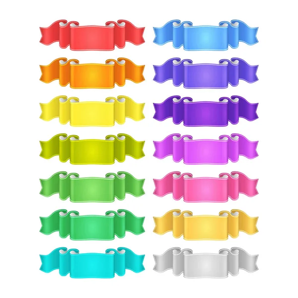 Conjunto de fitas de cetim colorido vetor isolado — Vetor de Stock