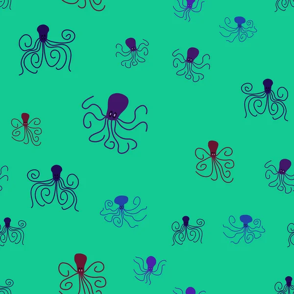 带章鱼的水下无缝隙背景 — 图库矢量图片