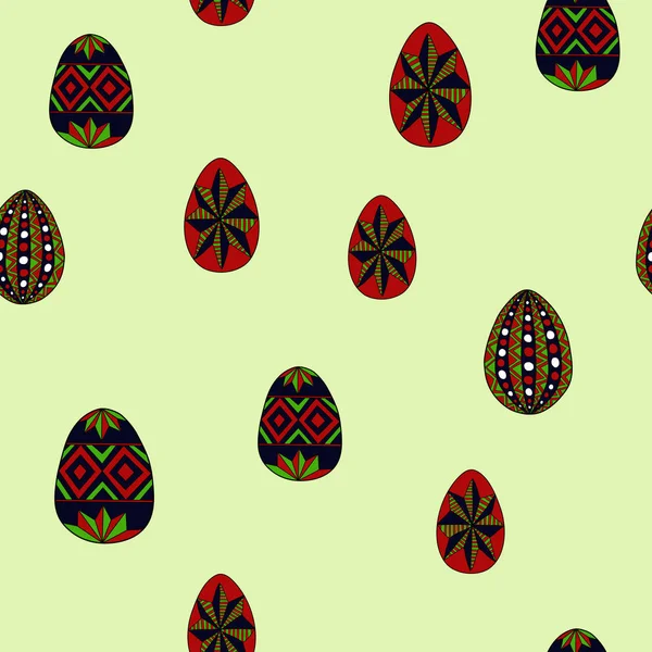 Doodle vector easter eggs chaotic seamless pattern — Stock Vector