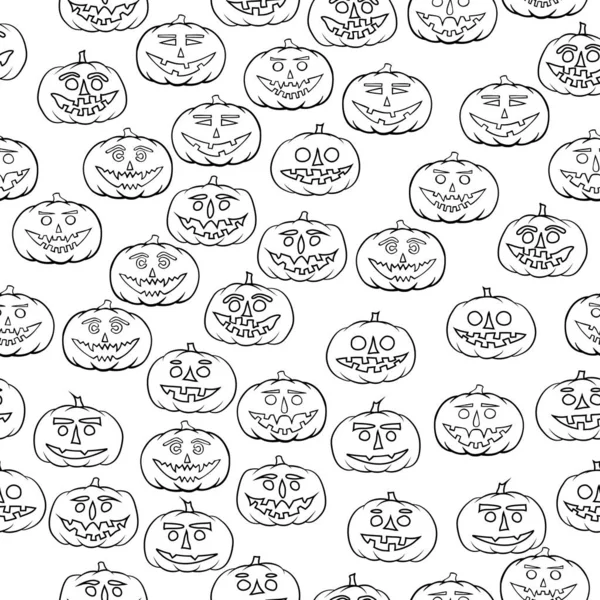 Hand getekende hefboom-o-lantaarn naadloze patroon - halloween achtergrond — Stockvector