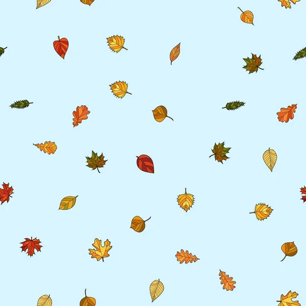 Vector abstracto doodle otoño hojas patrón sin costura — Archivo Imágenes Vectoriales