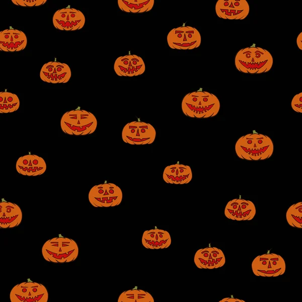 Kézzel rajzolt jack-o-lantern zökkenőmentes minta - halloween háttér — Stock Vector