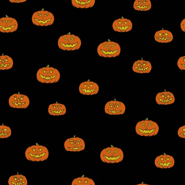 Hand getekende hefboom-o-lantaarn naadloze patroon - halloween achtergrond — Stockvector