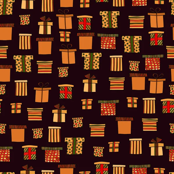 Abstrakte Vektor Doodle Weihnachtsgeschenke nahtlose Muster — Stockvektor