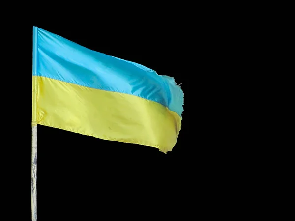 Українець, який розмахує вітром, ізольований на чорному — стокове фото