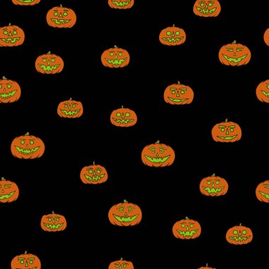 elle çizilmiş jack-o-lantern seamless modeli - Cadılar Bayramı arka plan
