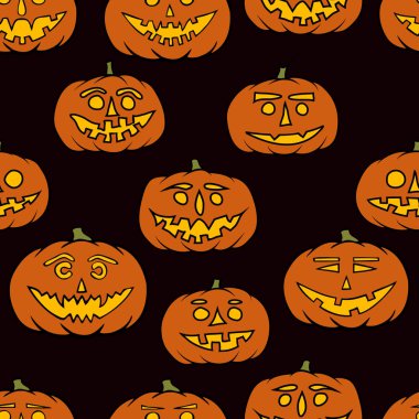elle çizilmiş jack-o-lantern seamless modeli - Cadılar Bayramı arka plan
