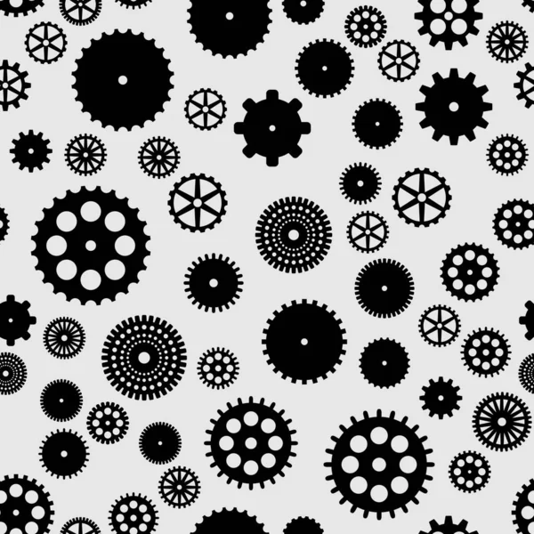 Abstrait vecteur noir plat engrenages motif sans couture — Image vectorielle