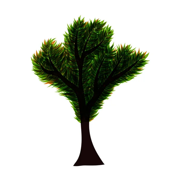 Αφηρημένη απομονωμένες διάνυσμα δέντρο με πράσινα φύλλα — Διανυσματικό Αρχείο