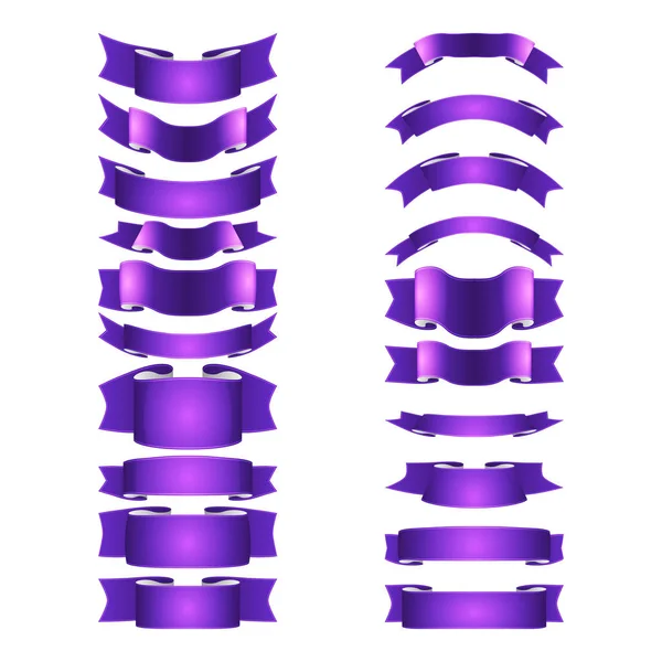 Geïsoleerde vector gekleurde satijnen linten set — Stockvector