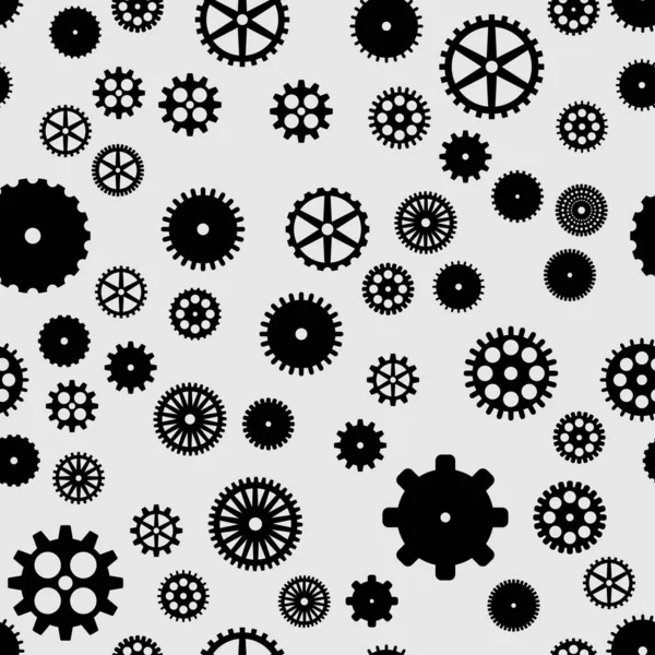 Abstract vector black flat gears seamless pattern — Stock Vector