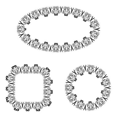 soyut vektör siyah ve beyaz dekoratif çerçeveler ayarlandı