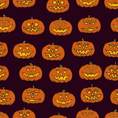 elle çizilmiş jack-o-lantern seamless modeli - Cadılar Bayramı arka plan