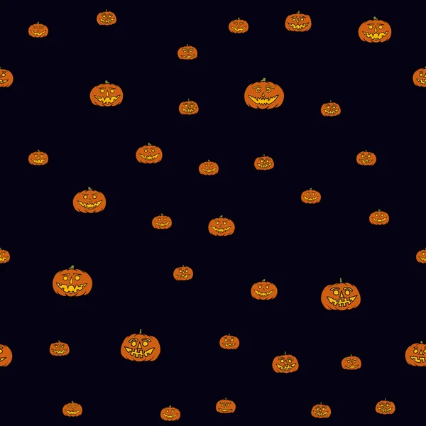 Tangan digambar jack-o-lantern pola mulus latar belakang halloween - Stok Vektor