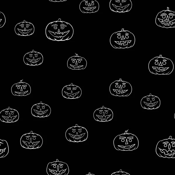 Dibujado a mano jack-o-linterna patrón sin costura - fondo de Halloween — Archivo Imágenes Vectoriales