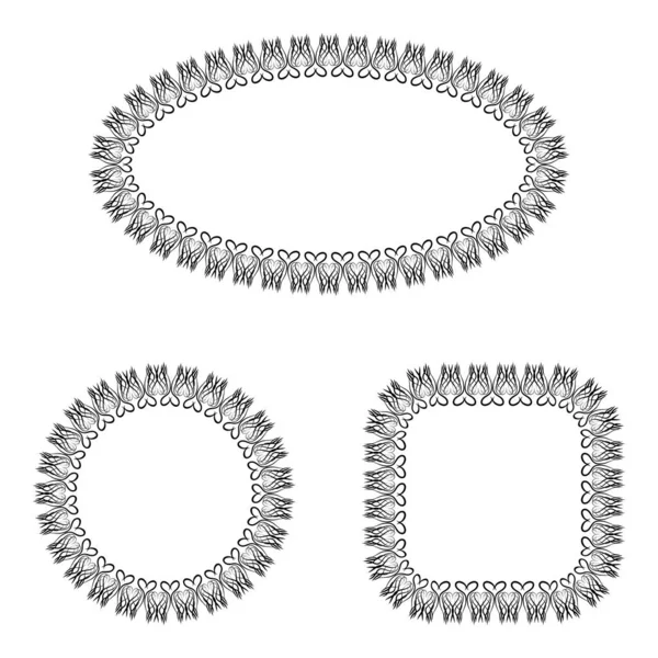 Vector abstracto negro y blanco marcos adornados conjunto — Archivo Imágenes Vectoriales