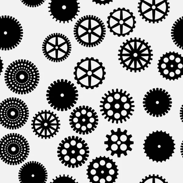 Abstrakt vektor svart platta kugghjul sömlöst mönster — Stock vektor