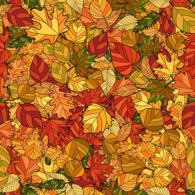 soyut vektör karalama sonbahar yaprakları pürüzsüz desen