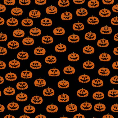 elle çizilmiş jack-o-lantern seamless modeli - Cadılar Bayramı arka plan