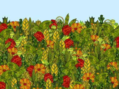 El çizimi vektör çiçek arkaplanı