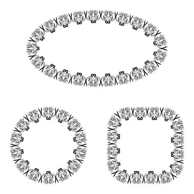 soyut vektör siyah ve beyaz dekoratif çerçeveler ayarlandı