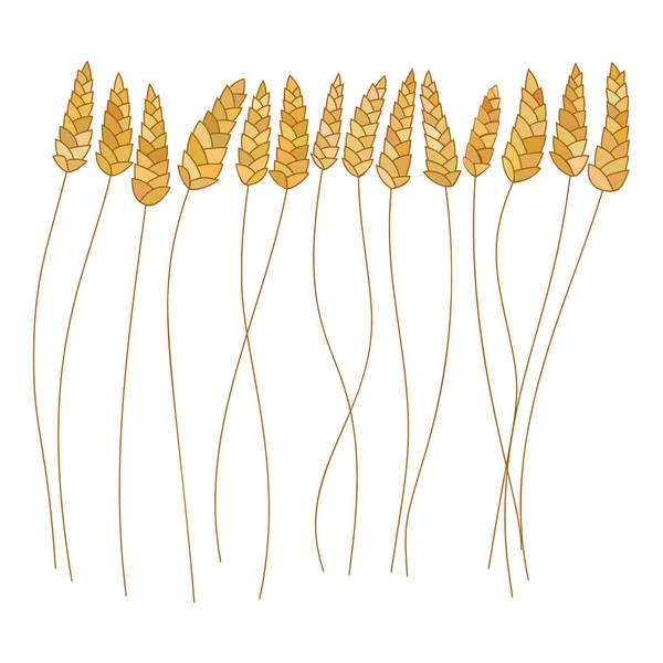 Vetor conjunto de desenhos animados doodle plantas de trigo — Vetor de Stock